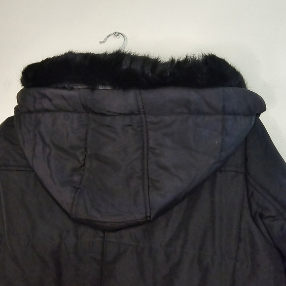 Max Mara Black Puffer Long Hooded Coat Faux fur hood winter Neutral - Picture 6 of 14